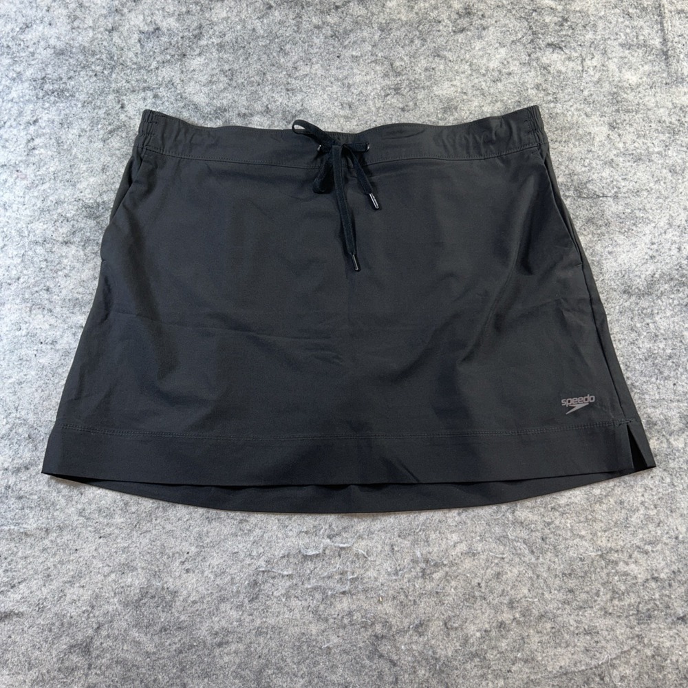 Speedo Skort Women's 2XL‎ Black Elastic Waist Pockets Golf Pickleball